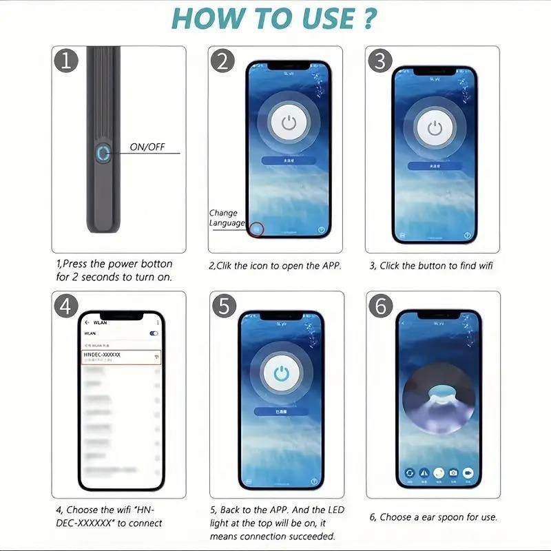 Smart Visual Ear Wax Cleaner with Camera – WiFi Otoscope Ear Cleaning Kit for Android & iOS